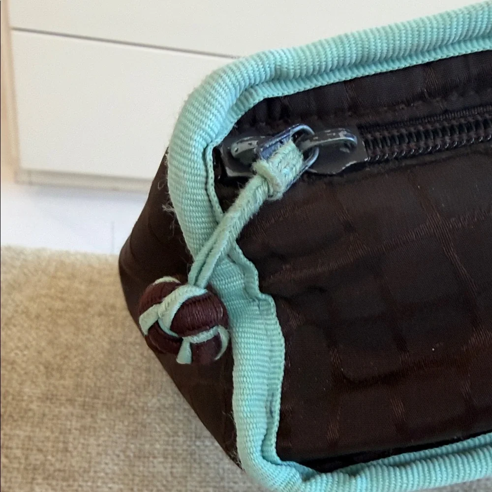 Stephanie Johnson Stylish Brown and Baby Blue Cosmetic Bag
